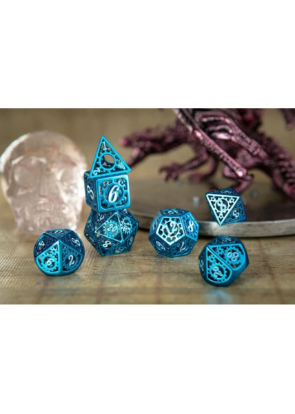 Hollow Metal RPG Dice Set - Blue Gears